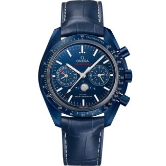 Omega Blue Side Of The Moon Speedmaster Maanfase 44,25 mm, blauw ceramic met leren band 304.93.44.52.03.001