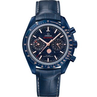 Omega Blue Side Of The Moon Speedmaster Maanfase 44,25 mm, blauw ceramic met leren band 304.93.44.52.03.002