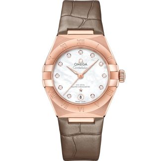 Omega Constellation 29 mm, Sedna™ gold met leren band 131.53.29.20.55.002