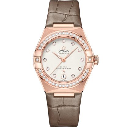 Omega Constellation 29 mm, Sedna™ gold met leren band 131.58.29.20.52.002