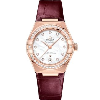 Omega Constellation 29 mm, Sedna™ gold met leren band 131.58.29.20.55.002