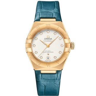 Omega Constellation 29 mm, geelgoud met leren band 131.53.29.20.52.001
