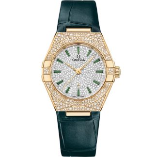 Omega Constellation 29 mm, geelgoud met leren band 131.58.29.20.99.002
