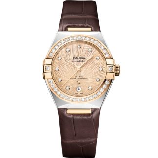 Omega Constellation 29 mm, staal - Moonshine™ gold met alligator 131.28.29.20.58.001