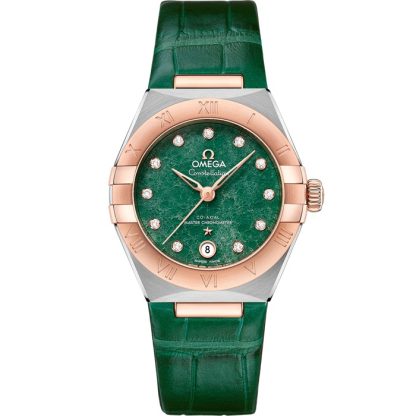 Omega Constellation 29 mm, staal - Sedna™ gold met leren band 131.23.29.20.99.001