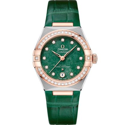 Omega Constellation 29 mm, staal - Sedna™ gold met leren band 131.28.29.20.99.001
