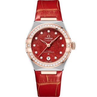 Omega Constellation 29 mm, staal - Sedna™ gold met leren band 131.28.29.20.99.002
