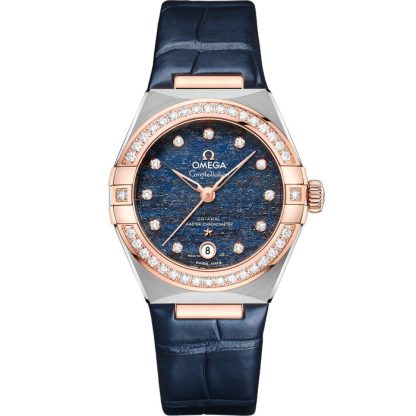 Omega Constellation 29 mm, staal - Sedna™ gold met leren band 131.28.29.20.99.003