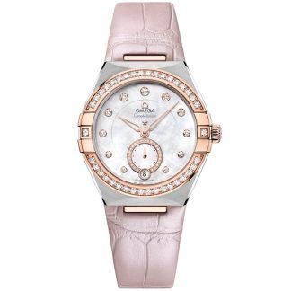 Omega Constellation 34 mm, staal - Sedna™ gold met leren band 131.28.34.20.55.001