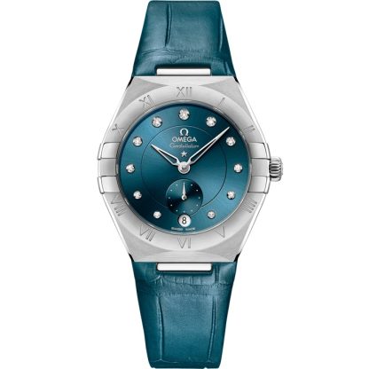 Omega Constellation 34 mm, staal met leren band 131.13.34.20.53.001