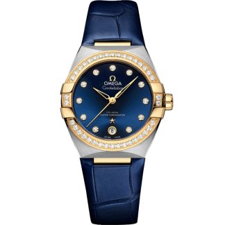 Omega Constellation 36 mm, staal - geelgoud met leren band 131.28.36.20.53.001