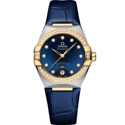 Omega Constellation 36 mm, staal - geelgoud met leren band 131.28.36.20.53.001