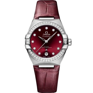 Omega Constellation 36 mm, staal met leren band 131.18.36.20.61.001