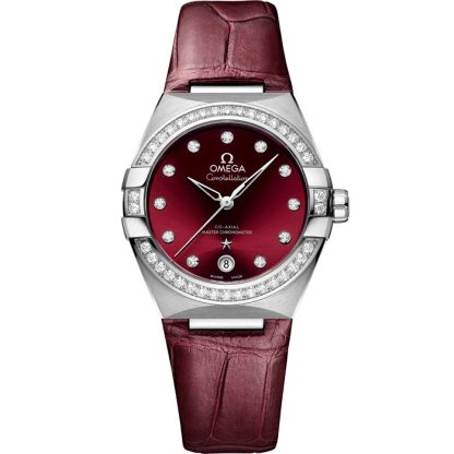 Omega Constellation 36 mm, staal met leren band 131.18.36.20.61.001