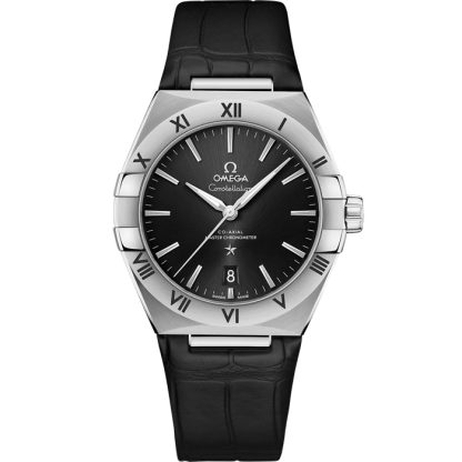 Omega Constellation 39 mm, staal met leren band 131.13.39.20.01.001
