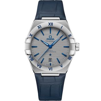 Omega Constellation 39 mm, staal met leren band 131.13.39.20.06.002