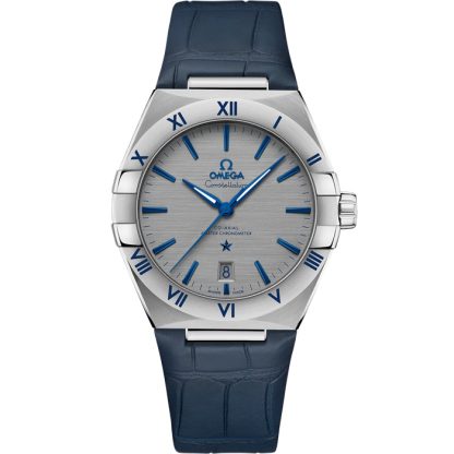 Omega Constellation 39 mm, staal met leren band 131.13.39.20.06.002