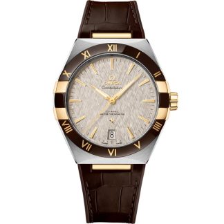 Omega Constellation 41 mm, staal - geelgoud met leren band 131.23.41.21.06.002