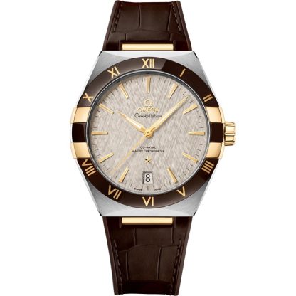 Omega Constellation 41 mm, staal - geelgoud met leren band 131.23.41.21.06.002