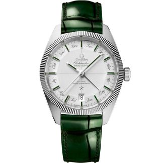 Omega Constellation Globemaster 41 mm, platina met leren band 130.93.41.22.99.002