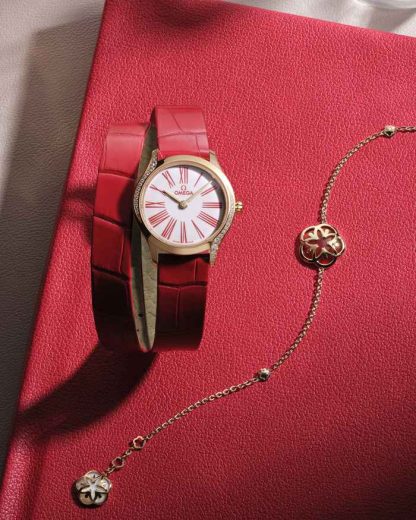 Omega De Ville Mini Trésor 26 mm, Moonshine™ gold met alligator 428.58.26.60.04.003 - Afbeelding 3