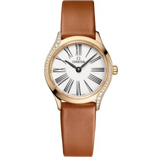 Omega De Ville Mini Trésor 26 mm, Moonshine™ gold met leren band 428.57.26.60.04.004