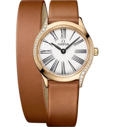 Omega De Ville Mini Trésor 26 mm, Moonshine™ gold met leren band 428.57.26.60.04.005