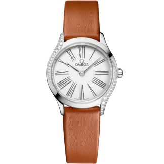 Omega De Ville Mini Trésor 26 mm, staal met leren band 428.17.26.60.04.004