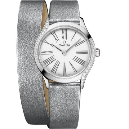 Omega De Ville Mini Trésor 26 mm, staal met leren band 428.17.26.60.04.006