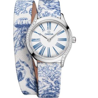 Omega De Ville Mini Trésor 26 mm, staal met toile de jouy 428.17.26.60.04.001