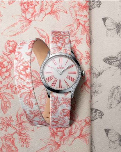 Omega De Ville Mini Trésor 26 mm, staal met toile de jouy 428.17.26.60.04.003 - Afbeelding 7