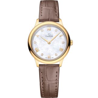 Omega De Ville Prestige 27,5 mm, geelgoud met leren band 434.53.28.60.55.002