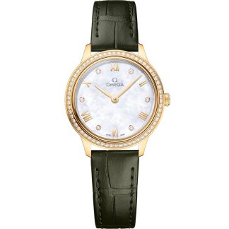 Omega De Ville Prestige 27,5 mm, geelgoud met leren band 434.58.28.60.55.002
