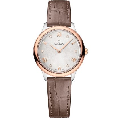 Omega De Ville Prestige 27,5 mm, staal - Sedna™ gold met leren band 434.23.28.60.52.001