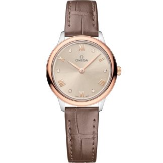 Omega De Ville Prestige 27,5 mm, staal - Sedna™ gold met leren band 434.23.28.60.59.001