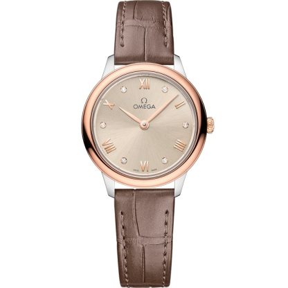 Omega De Ville Prestige 27,5 mm, staal - Sedna™ gold met leren band 434.23.28.60.59.001