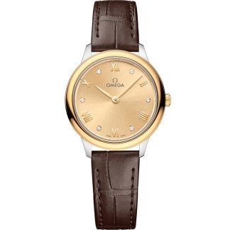 Omega De Ville Prestige 27,5 mm, staal - geelgoud met leren band 434.23.28.60.58.001
