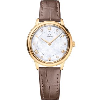 Omega De Ville Prestige 30 mm, geelgoud met leren band 434.53.30.60.55.002