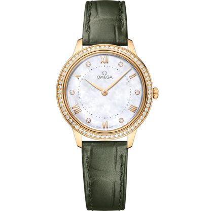 Omega De Ville Prestige 30 mm, geelgoud met leren band 434.58.30.60.55.002