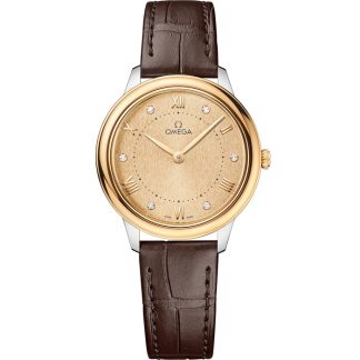 Omega De Ville Prestige 30 mm, staal - geelgoud met leren band 434.23.30.60.58.001