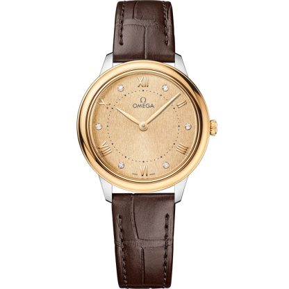 Omega De Ville Prestige 30 mm, staal - geelgoud met leren band 434.23.30.60.58.001