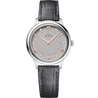 Omega De Ville Prestige 30 mm, staal met leren band 434.13.30.60.56.001