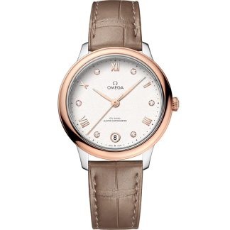 Omega De Ville Prestige 34 mm, staal - Sedna™ gold met leren band 434.23.34.20.52.001