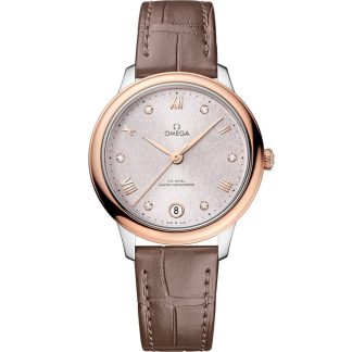 Omega De Ville Prestige 34 mm, staal - Sedna™ gold met leren band 434.23.34.20.52.003