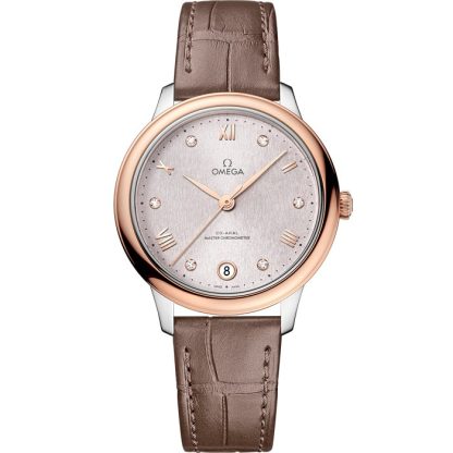 Omega De Ville Prestige 34 mm, staal - Sedna™ gold met leren band 434.23.34.20.52.003