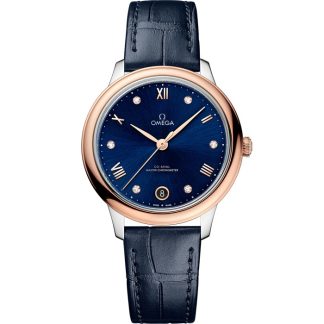 Omega De Ville Prestige 34 mm, staal - Sedna™ gold met leren band 434.23.34.20.53.001