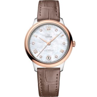 Omega De Ville Prestige 34 mm, staal - Sedna™ gold met leren band 434.23.34.20.55.001