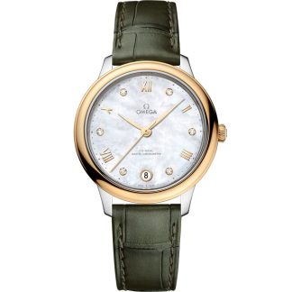 Omega De Ville Prestige 34 mm, staal - geelgoud met leren band 434.23.34.20.55.002