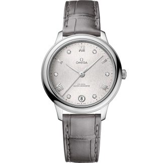 Omega De Ville Prestige 34 mm, staal met leren band 434.13.34.20.52.001