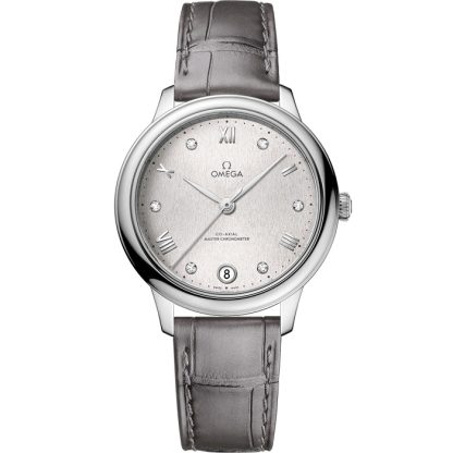 Omega De Ville Prestige 34 mm, staal met leren band 434.13.34.20.52.001